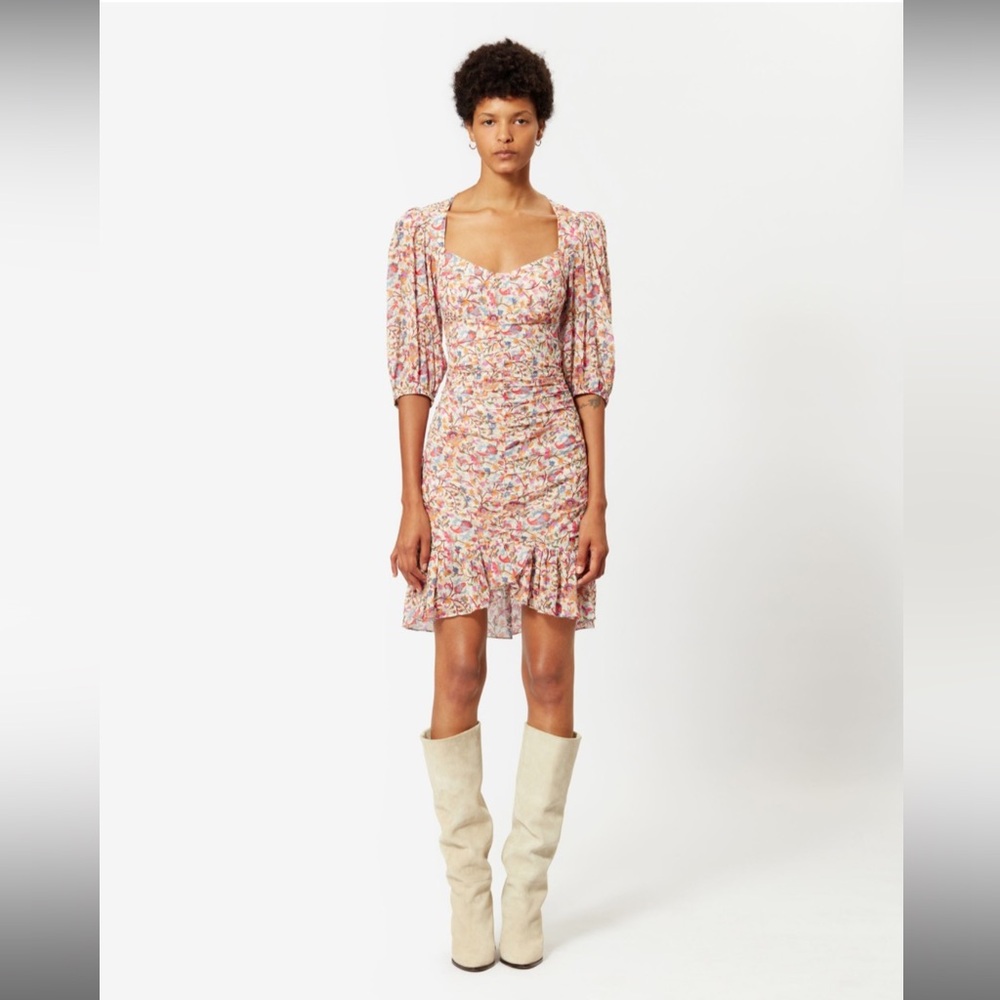 Isabel Marant Etoile Lunesa Dress in Ecru‎ and Orange